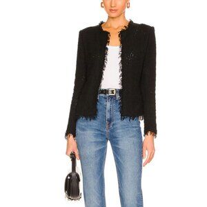 IRO Shavani Gray Cotton Boucle Knit Jacket Size 34